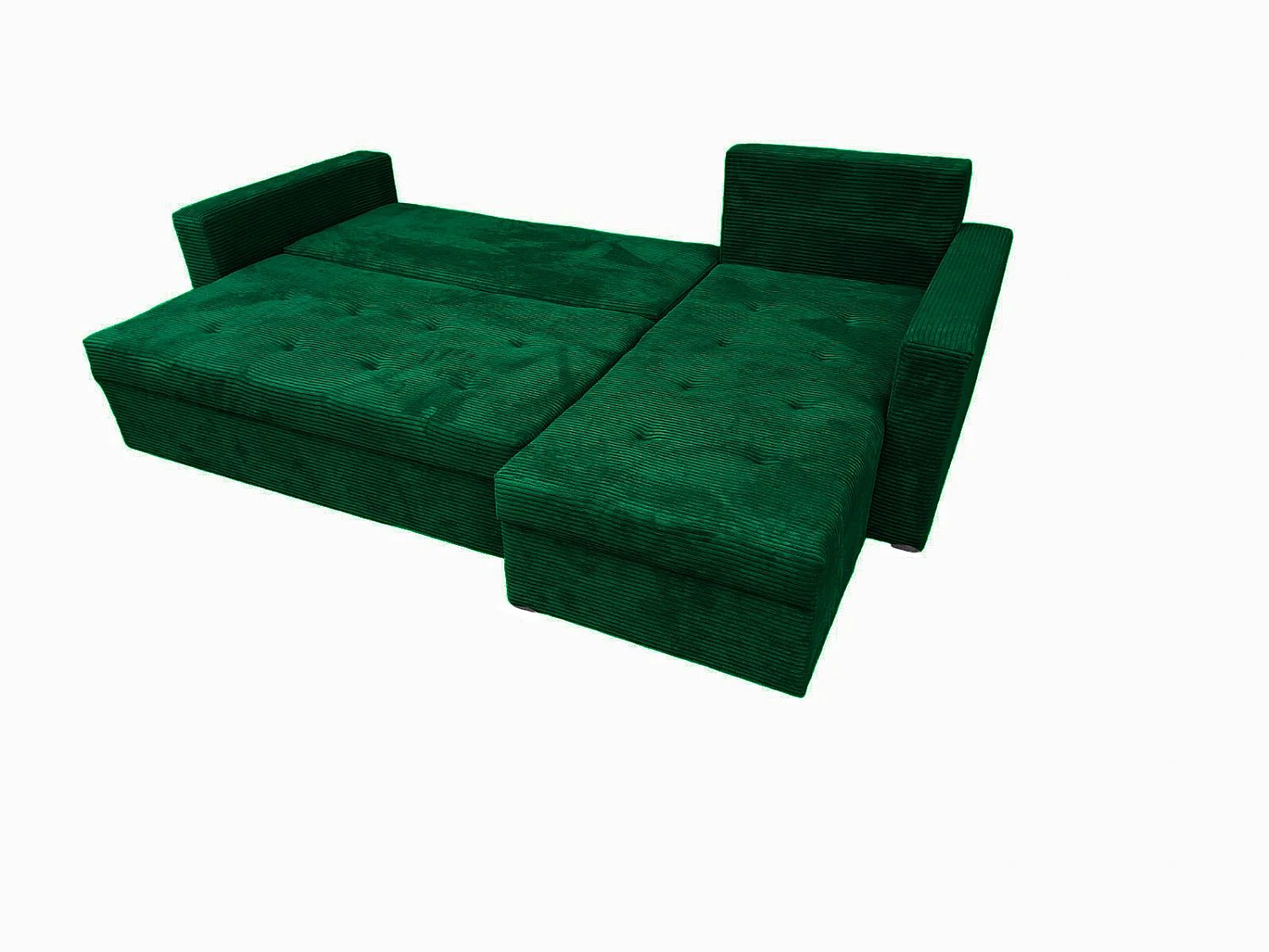 Ecksofa Gustaw mit Schlaffunktion, Bettkasten und Kissen, Cordstoff Zoom 10 Grün