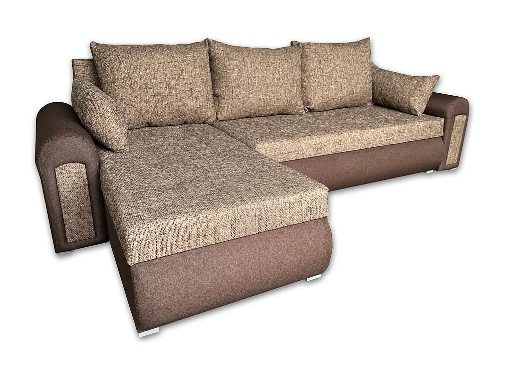 Relax-Ecksofa mit Schlaffunktion und Bettkasten In braun berlin 04 + sawana 16