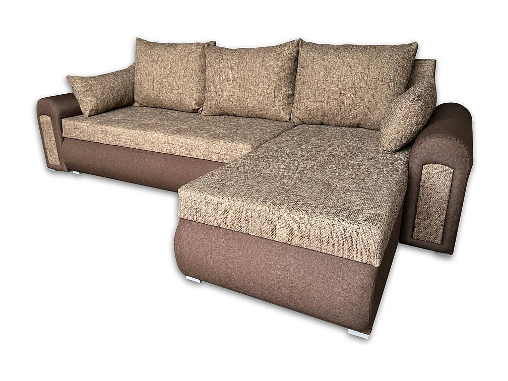 Relax-Ecksofa mit Schlaffunktion und Bettkasten In braun berlin 04 + sawana 16