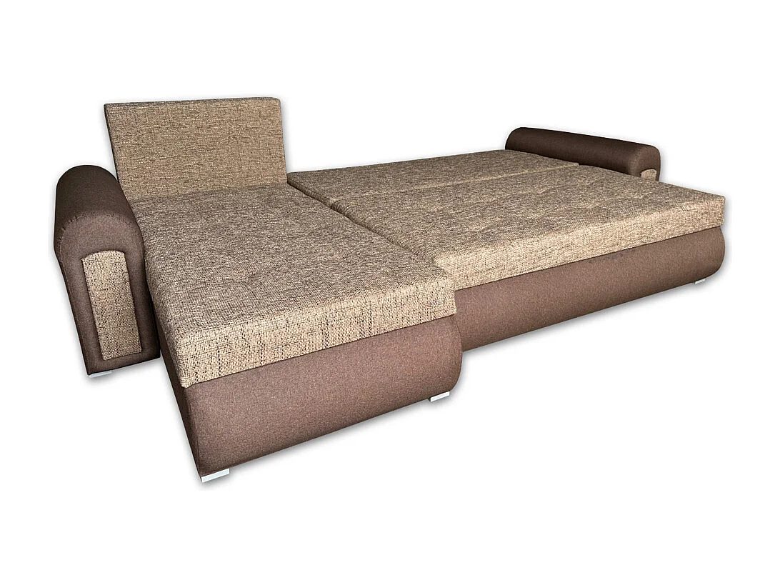Relax-Ecksofa mit Schlaffunktion und Bettkasten In braun berlin 04 + sawana 16