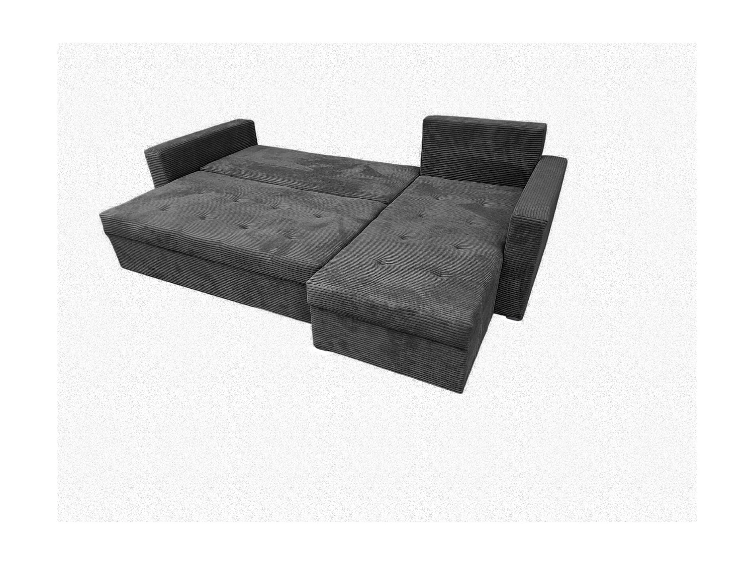 Ecksofa Gustaw mit Schlaffunktion, Bettkasten und Kissen, Cordstoff Zoom 22 Graphit