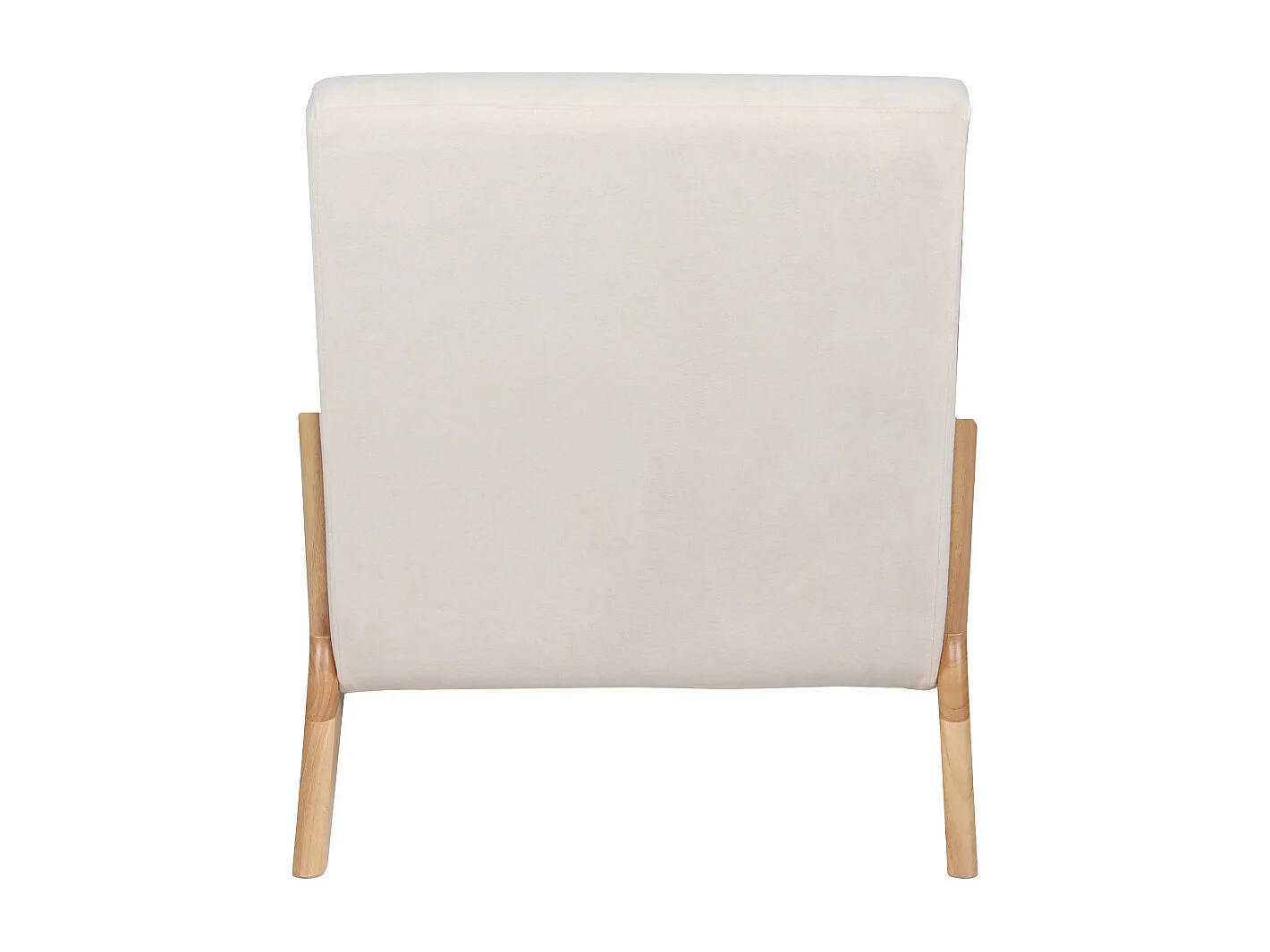 Butaca estilo nordico con estructura en madera clara y tela con cojín lumbar en beige Nicole