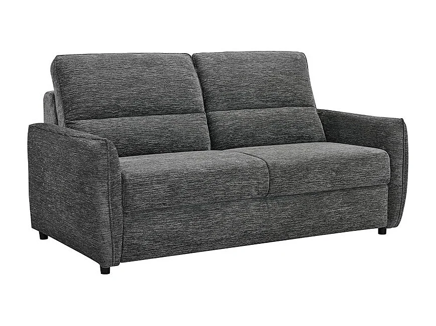 Canapé convertible 2p tissu doux gris avec matelas 140x190 cm - JOHN