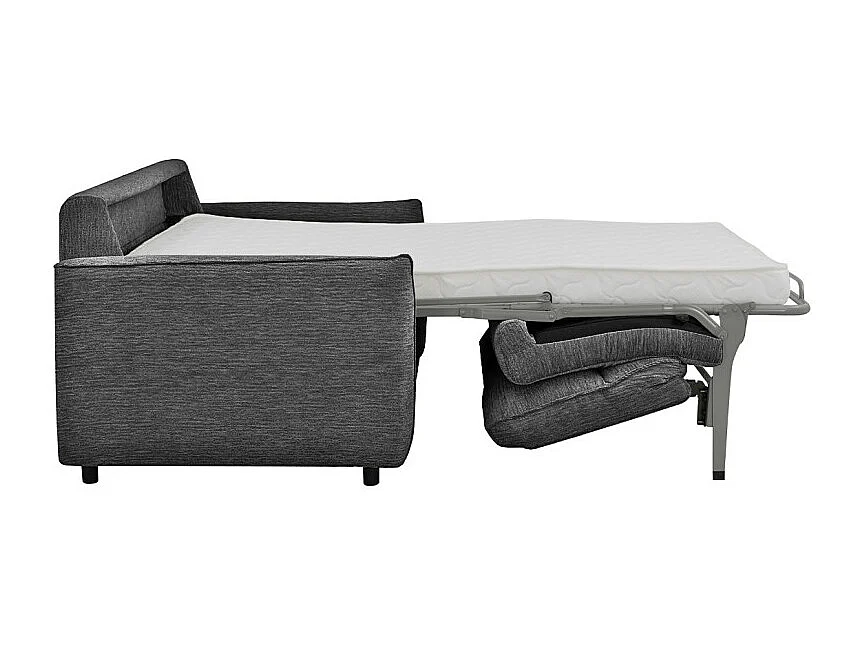 Canapé convertible 2p tissu doux gris avec matelas 140x190 cm - JOHN
