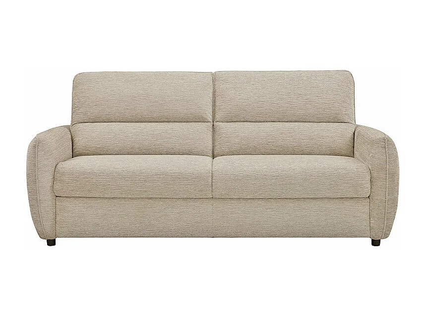Canapé convertible 3p tissu doux beige avec matelas 160x190 cm - JOHN