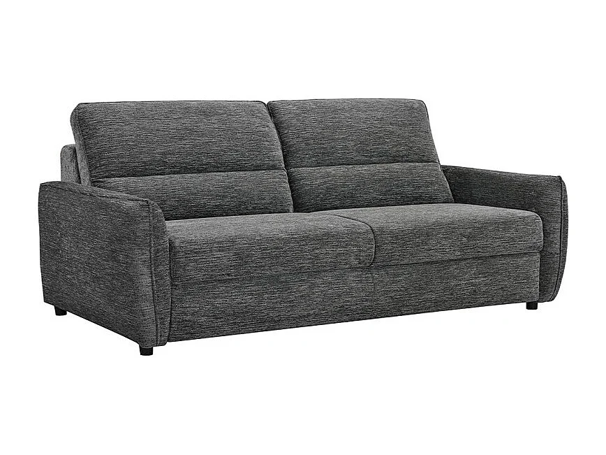 Canapé convertible 3p tissu doux gris avec matelas 160x190 cm - JOHN