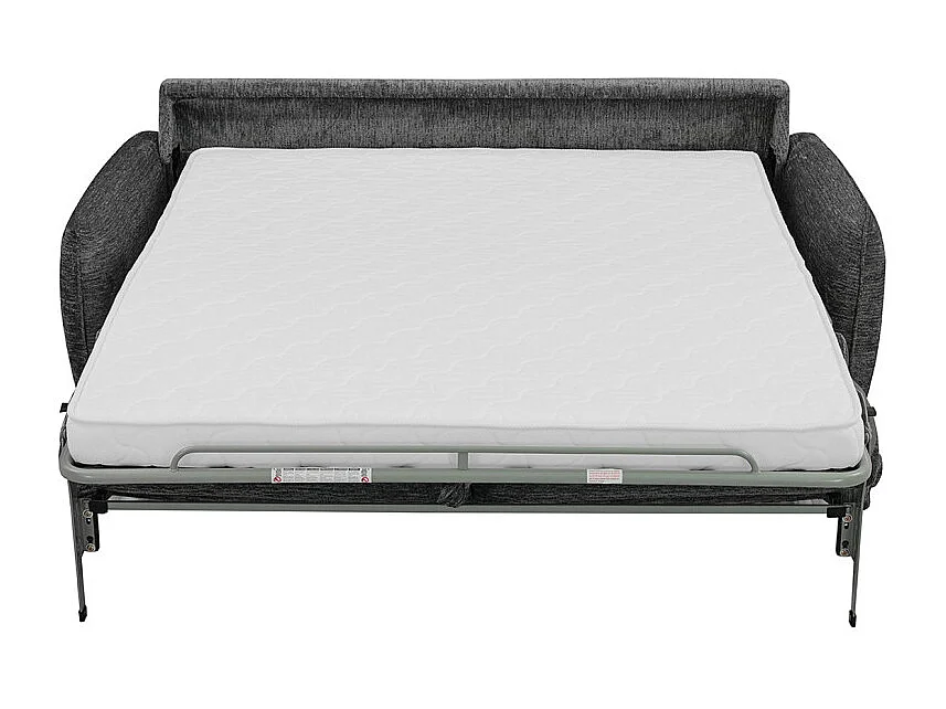 Canapé convertible 3p tissu doux gris avec matelas 160x190 cm - JOHN