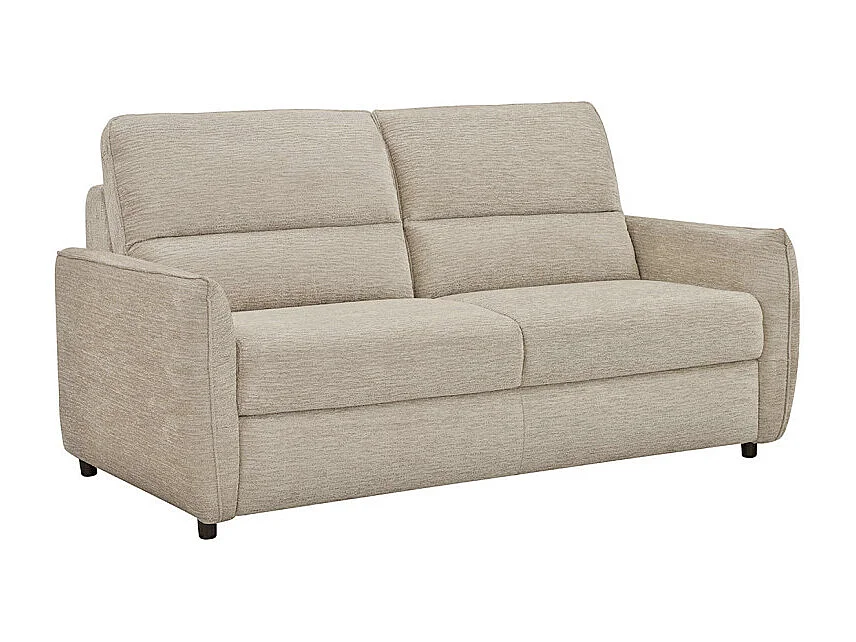 Canapé convertible 2p tissu doux beige avec matelas 140x190 cm - JOHN