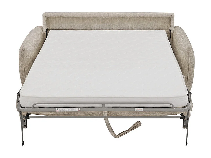 Canapé convertible 2p tissu doux beige avec matelas 140x190 cm - JOHN