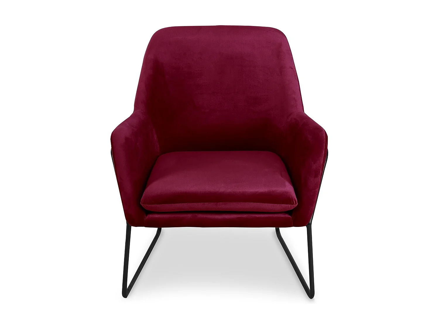 Fauteuil Claudio Velours Rouge pieds Métal Noir