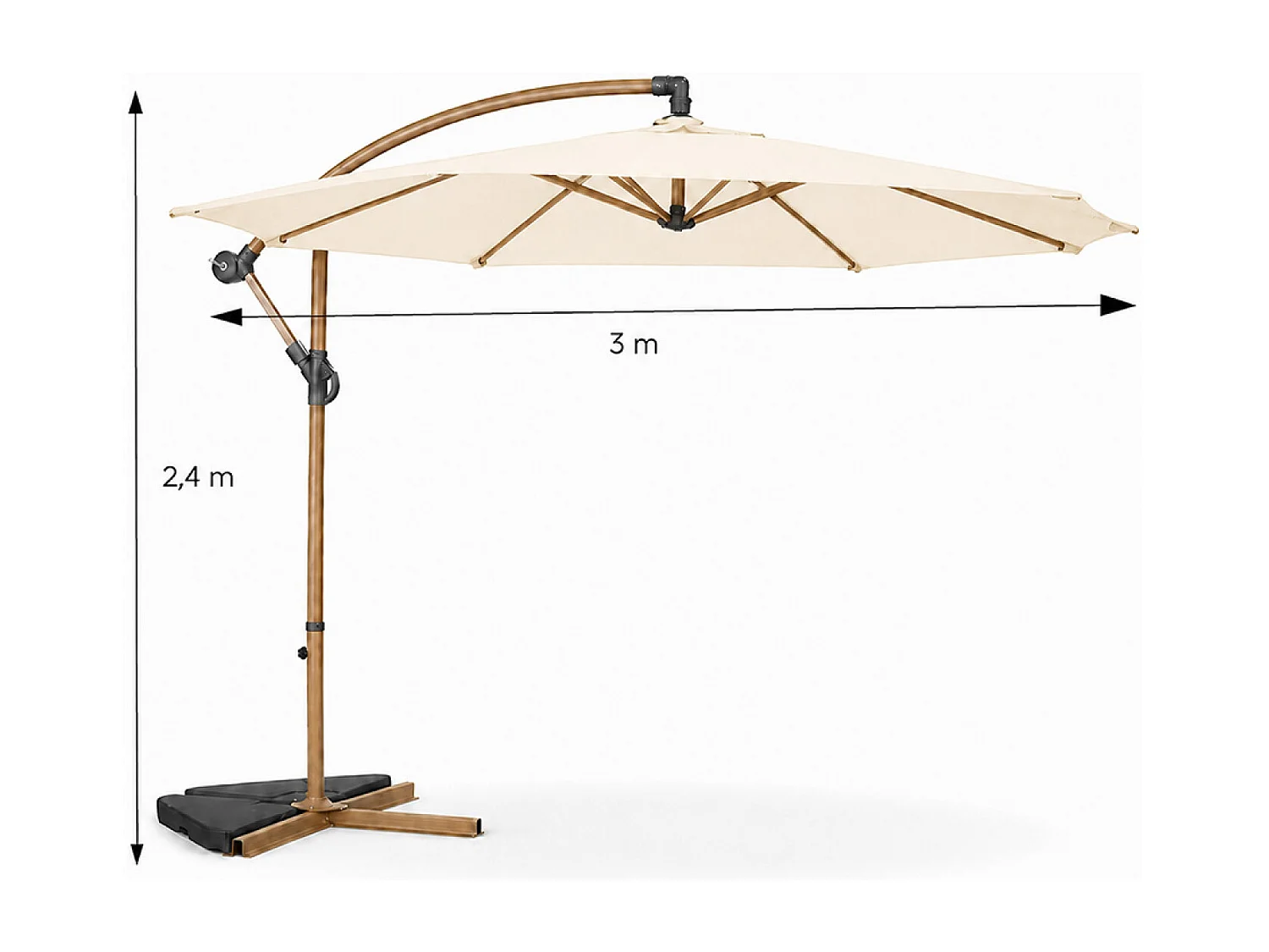 Parasol déporté octogonal Ø 300 cm écru PORTICCIO