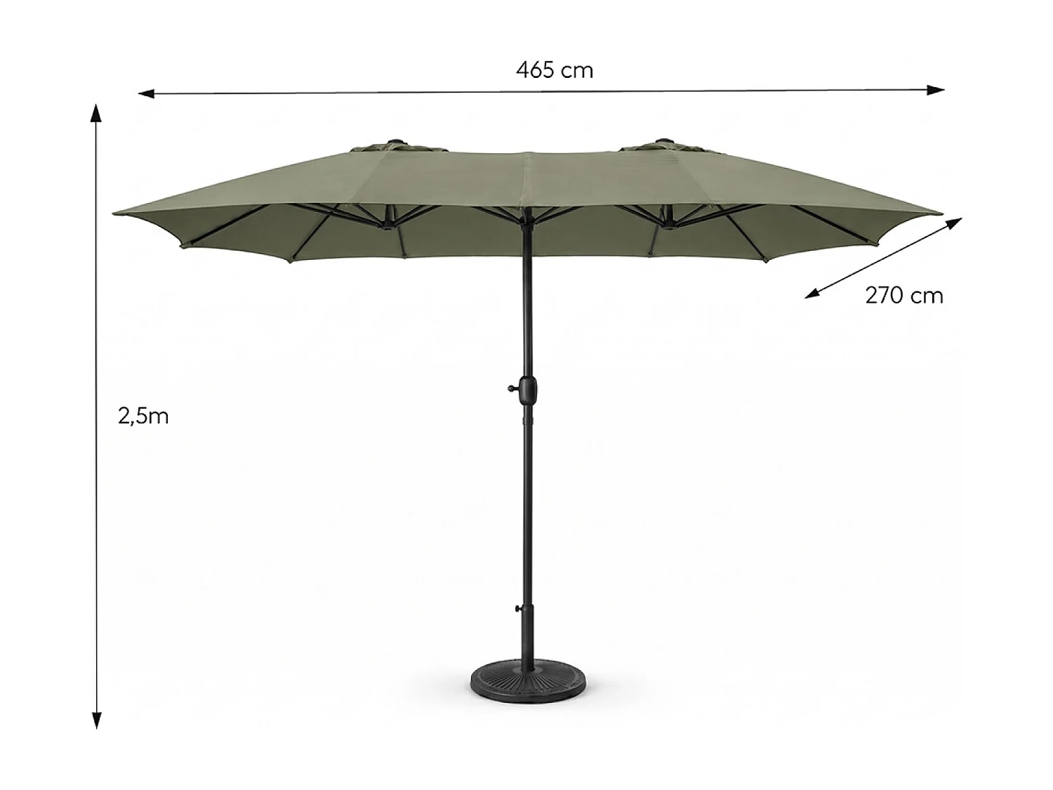Parasol rectangulaire double 2,7x4,6m vert VENICE