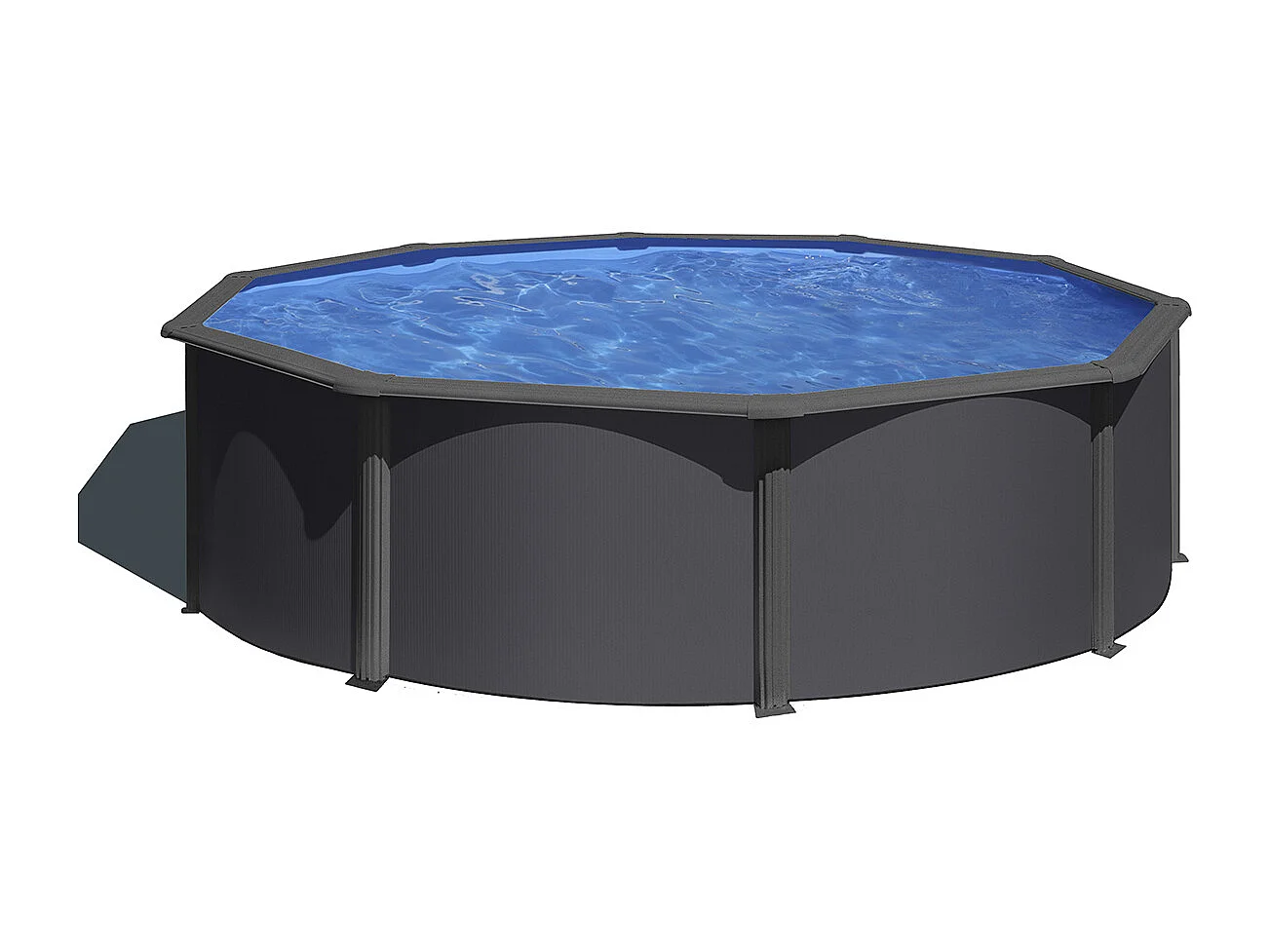 Piscine acier gris anthracite Louko ronde 3,70 x 1,22 m - Gré