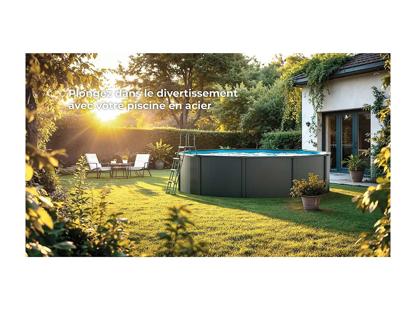 Piscine acier gris anthracite Louko ronde 3,70 x 1,22 m - Gré