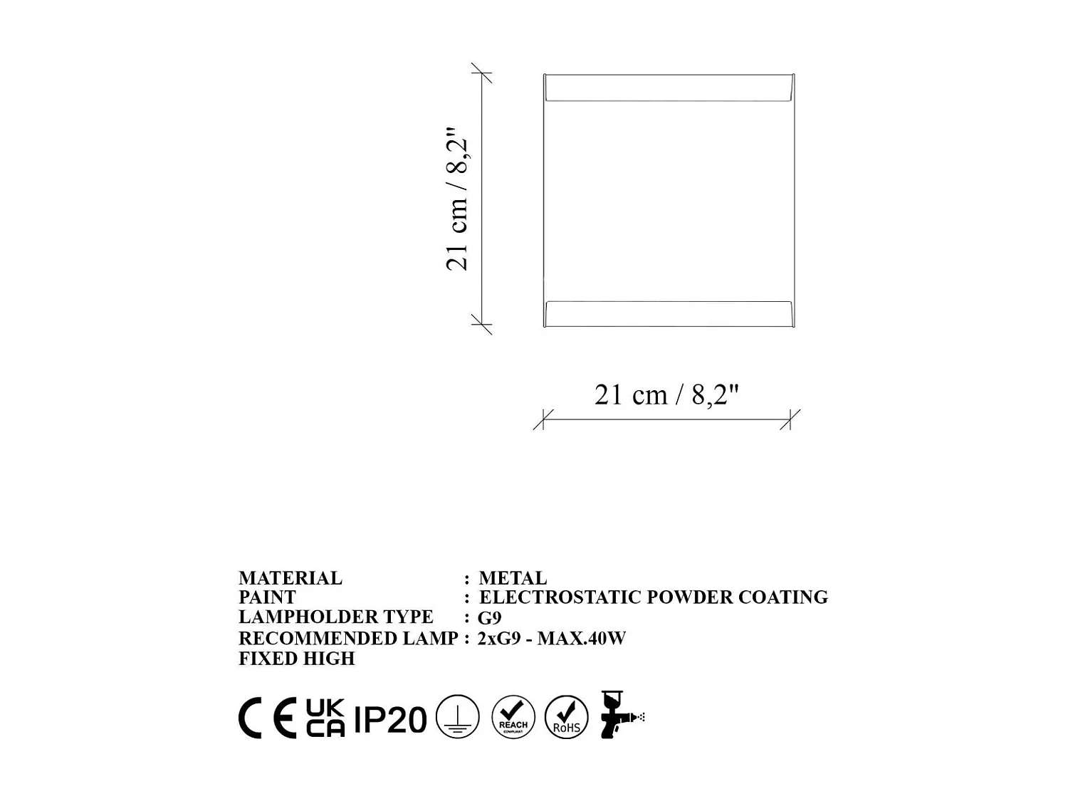 Wandleuchte aus Metall, G9, modernes Design Bera 15