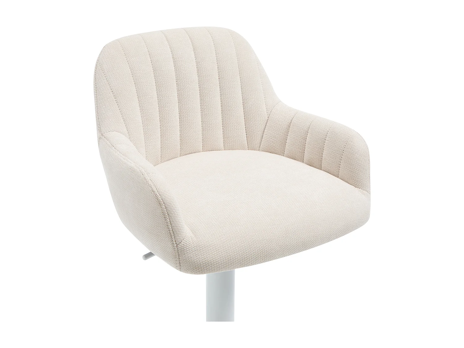 Lot de 2 tabourets de bar en tissu et métal blanc - Hauteur réglable - Crème - ELEANA