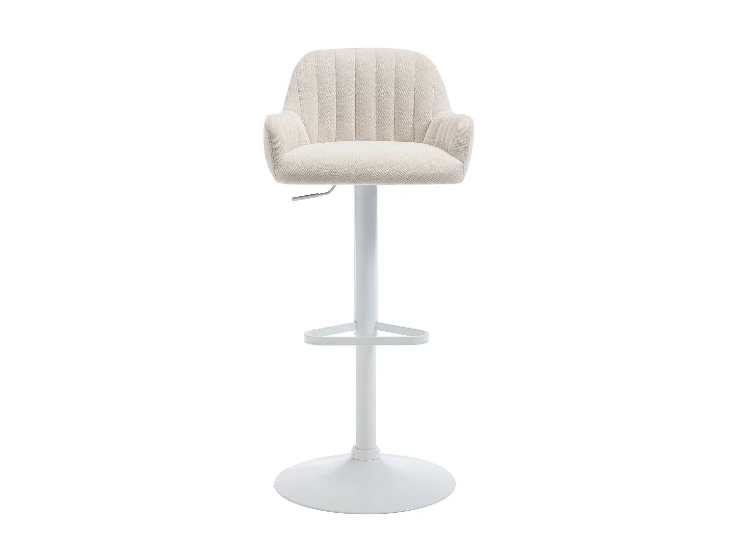 Lot de 2 tabourets de bar en tissu et métal blanc - Hauteur réglable - Crème - ELEANA