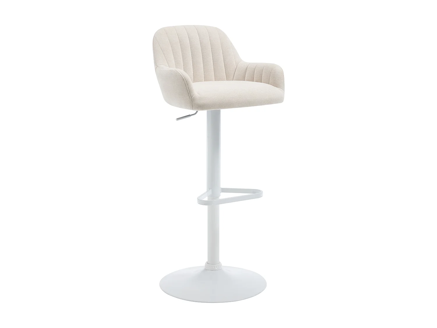 Lot de 2 tabourets de bar en tissu et métal blanc - Hauteur réglable - Crème - ELEANA