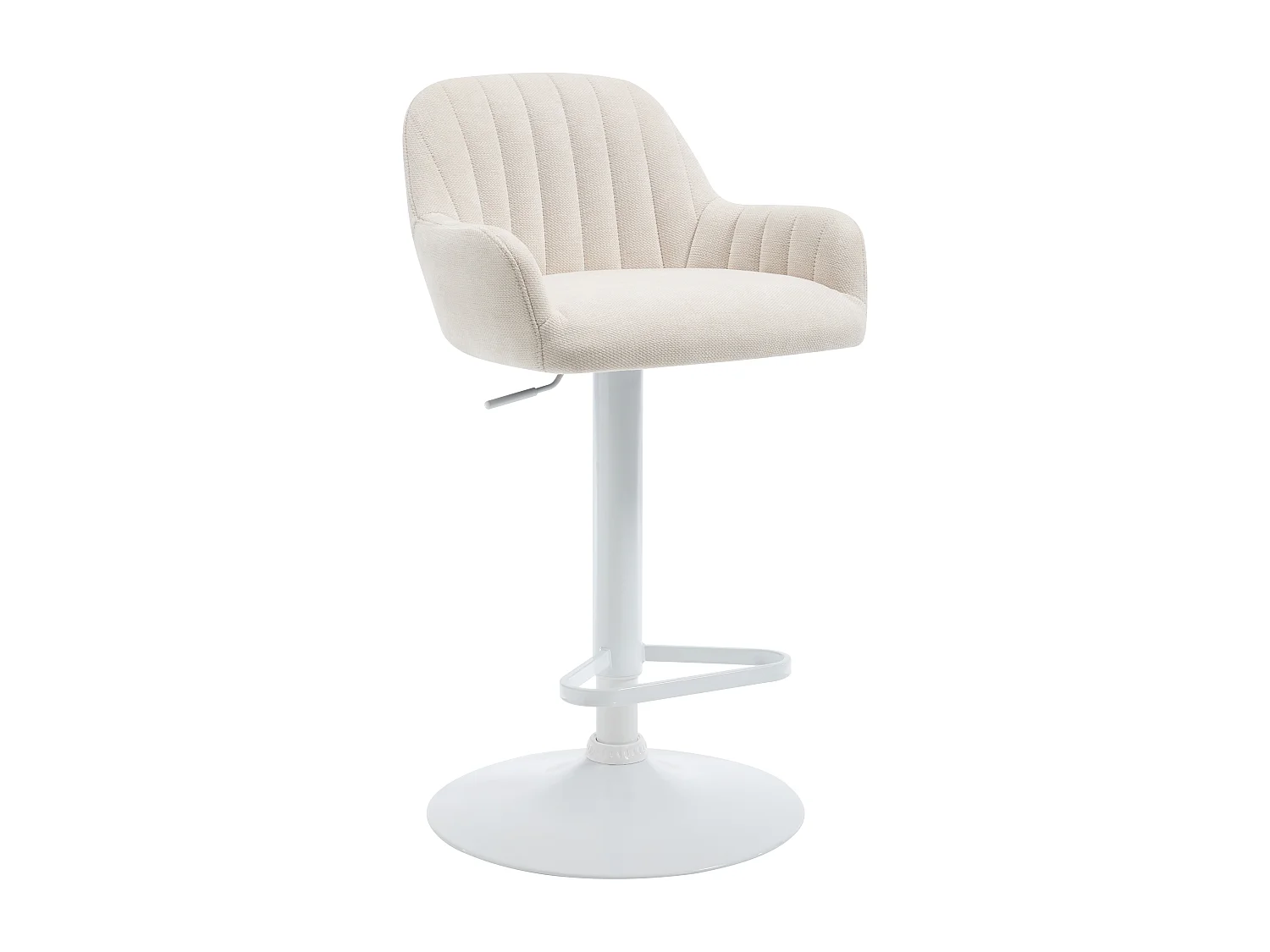 Lot de 2 tabourets de bar en tissu et métal blanc - Hauteur réglable - Crème - ELEANA