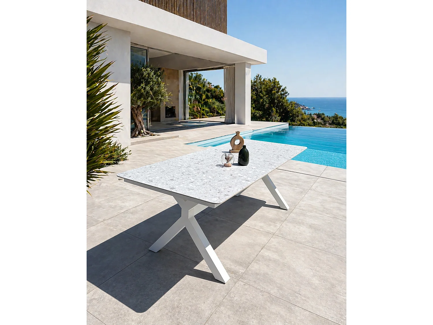Table de jardin 8 places - Blanc - ABELLA