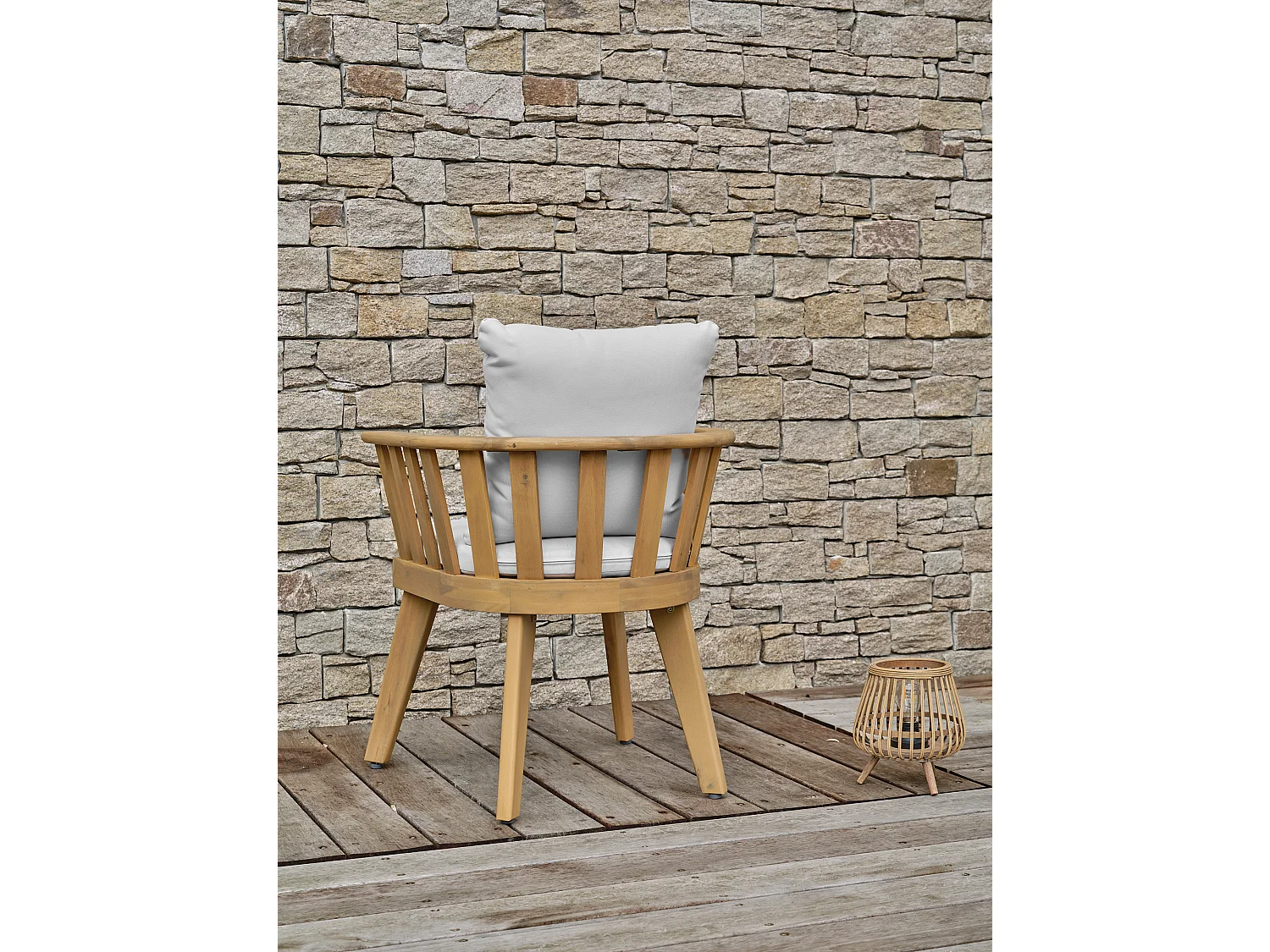 Lot de 2 fauteuils de jardin avec coussins - Acacia - LISO