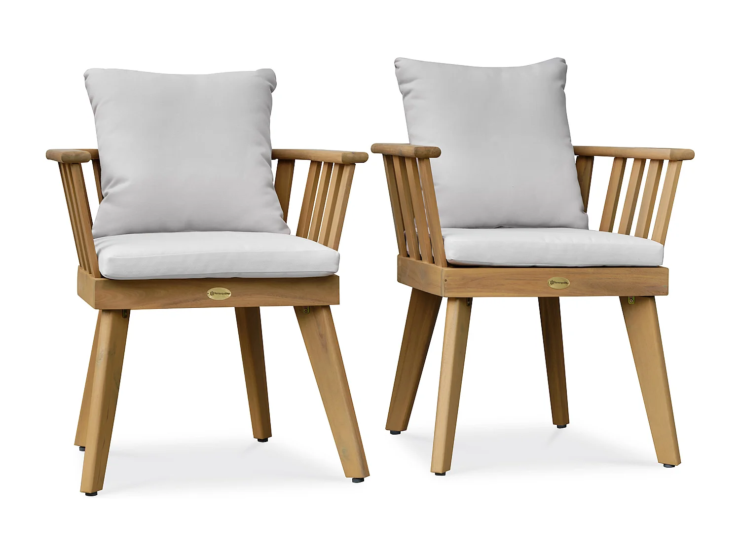 Lot de 2 fauteuils de jardin avec coussins - Acacia - LISO