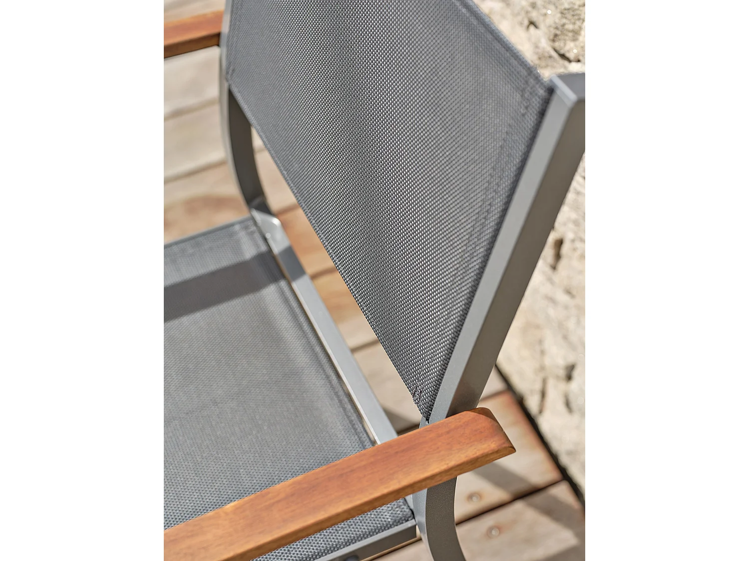 2er-Set Gartensessel aus Aluminium und Akazie - Anthrazitgrau