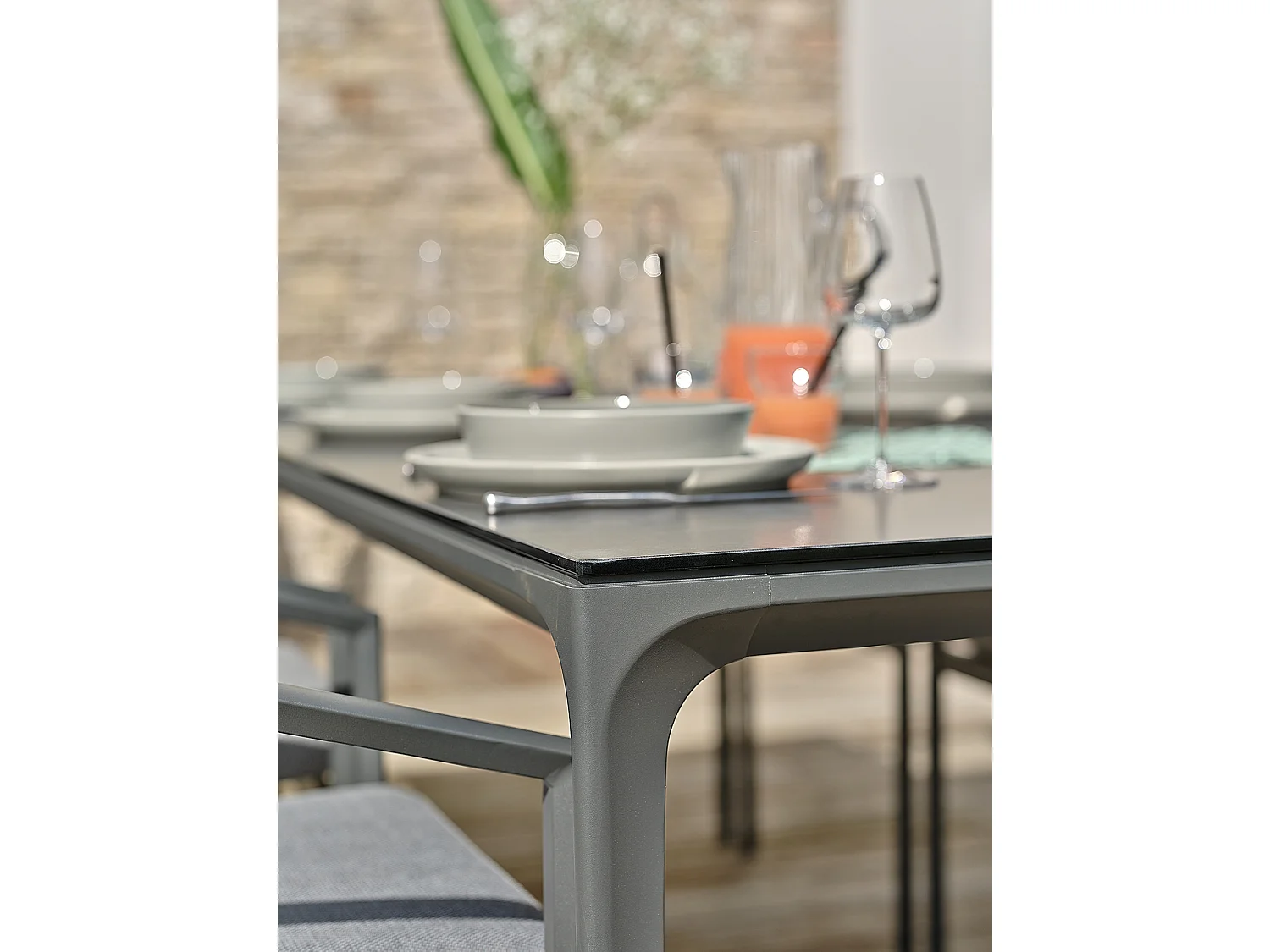 Table de jardin 8 places en Céramique - Gris anthracite - TIGUA
