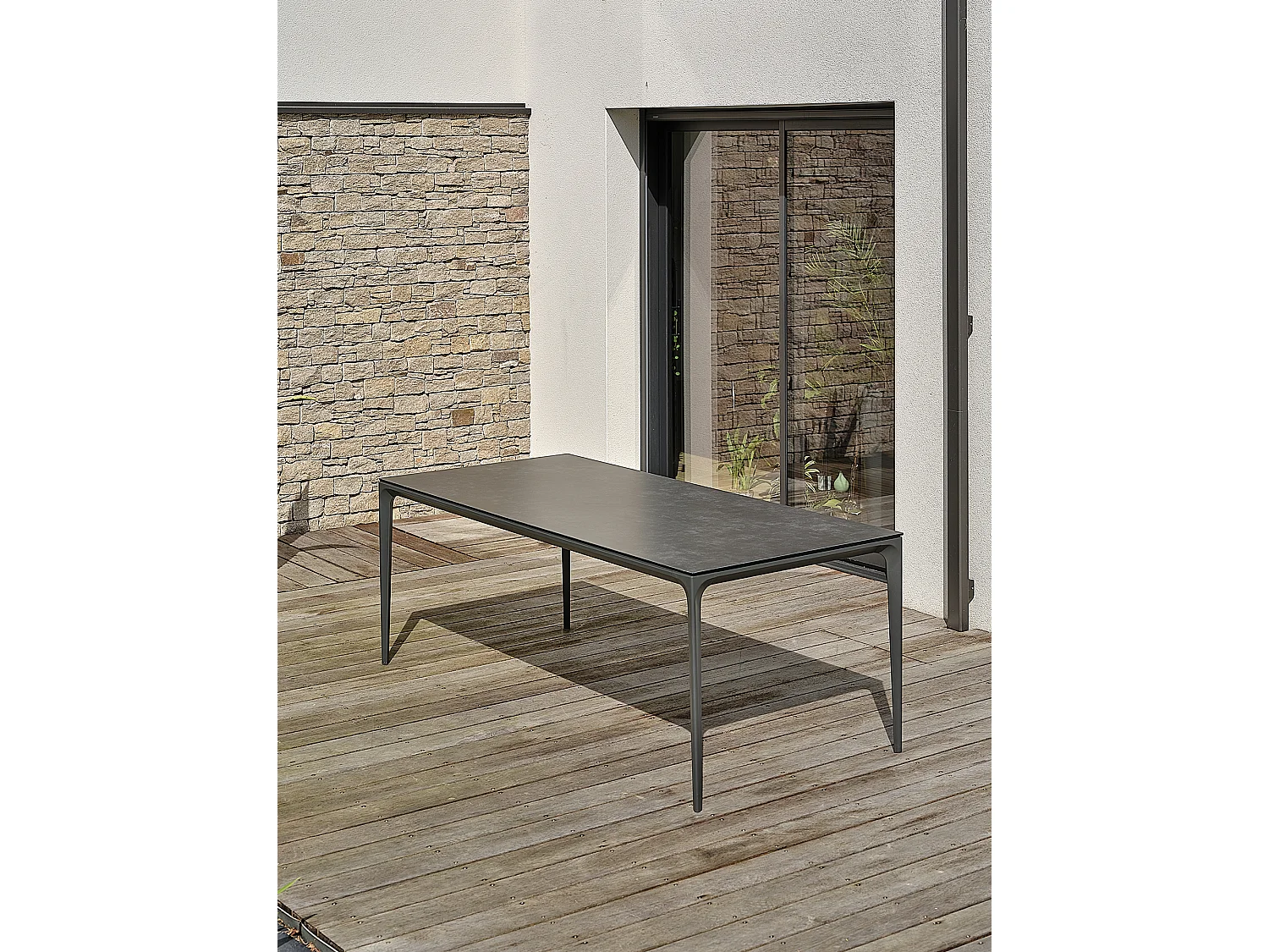 Table de jardin 8 places en Céramique - Gris anthracite - TIGUA