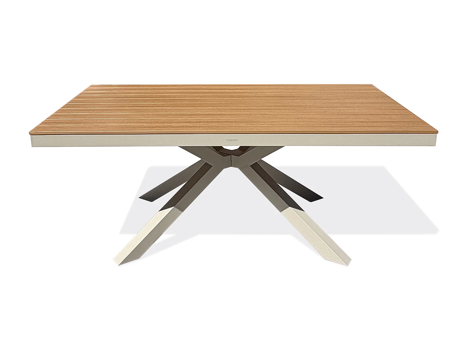 Table de jardin en alu plateau polywood  aspect bois - Grège - LAMU
