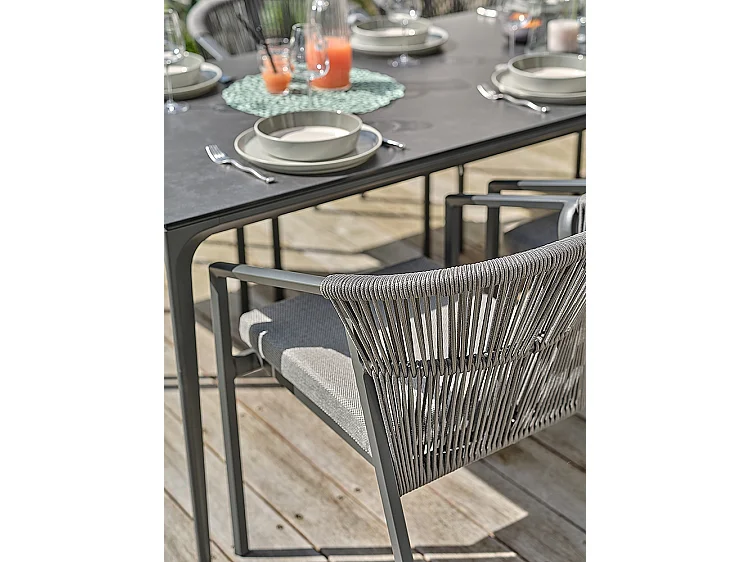 Ensemble repas jardin 6 places en Céramique - Gris anthracite - TIGUA