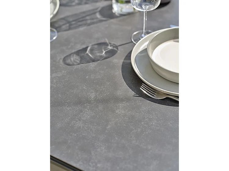 Ensemble repas jardin 6 places en Céramique - Gris anthracite - TIGUA