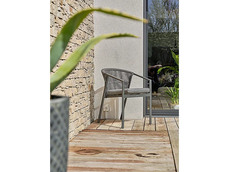 Ensemble repas jardin 6 places en Céramique - Gris anthracite - TIGUA