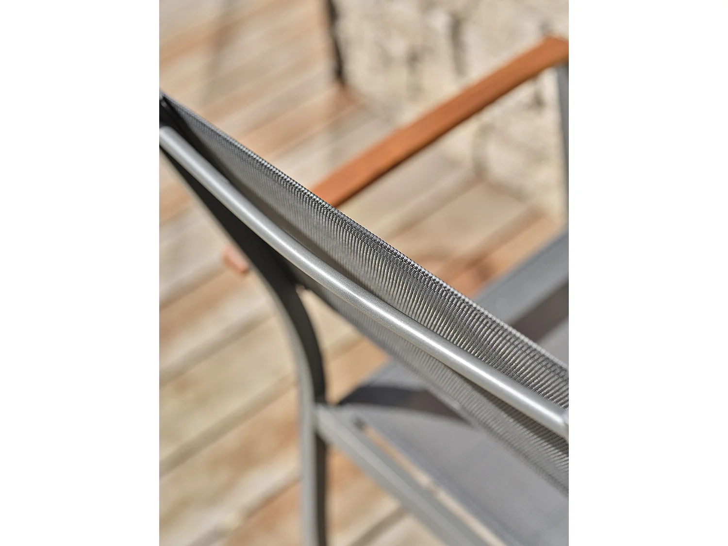 Gartensessel aus Aluminium und Akazie - Anthrazitgrau