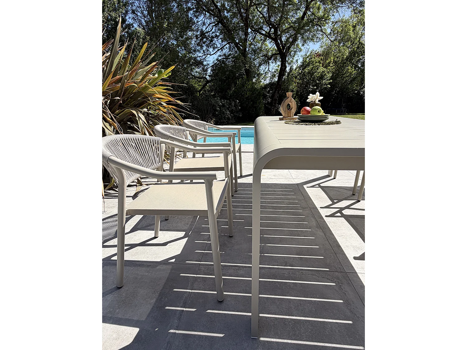 Set da pranzo da giardino per 6 persone in alluminio beige