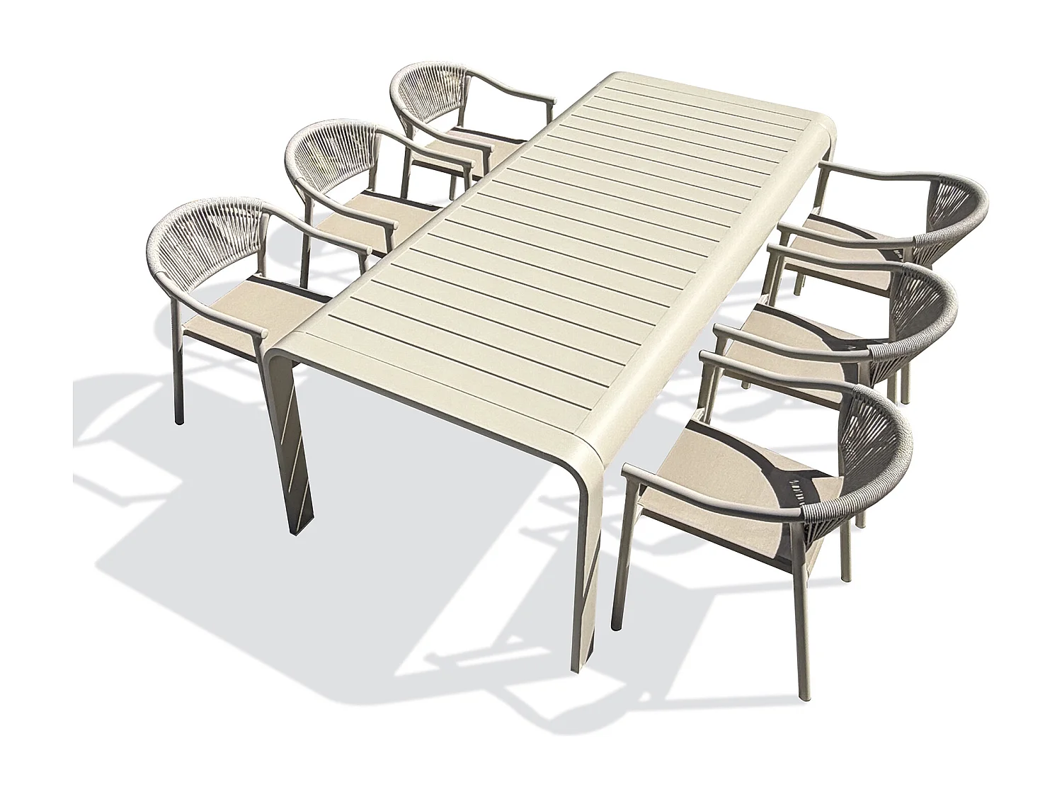 Set da pranzo da giardino per 6 persone in alluminio beige