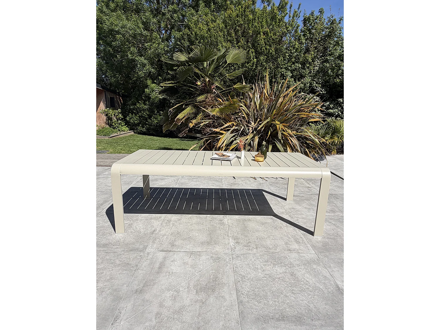 Set da pranzo da giardino per 6 persone in alluminio beige