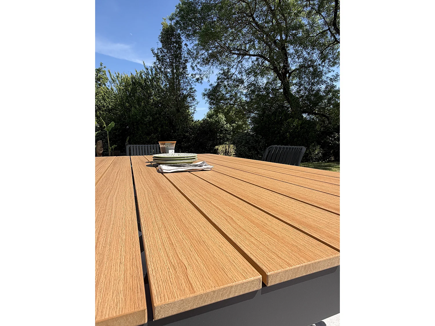 6-sitzige Garten-Essgruppe aus Aluminium – Anthrazitgrau
