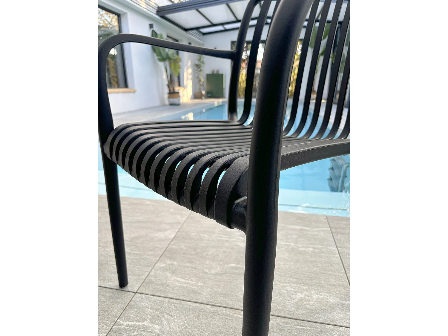 6-sitzige Garten-Essgruppe aus Aluminium – Anthrazitgrau