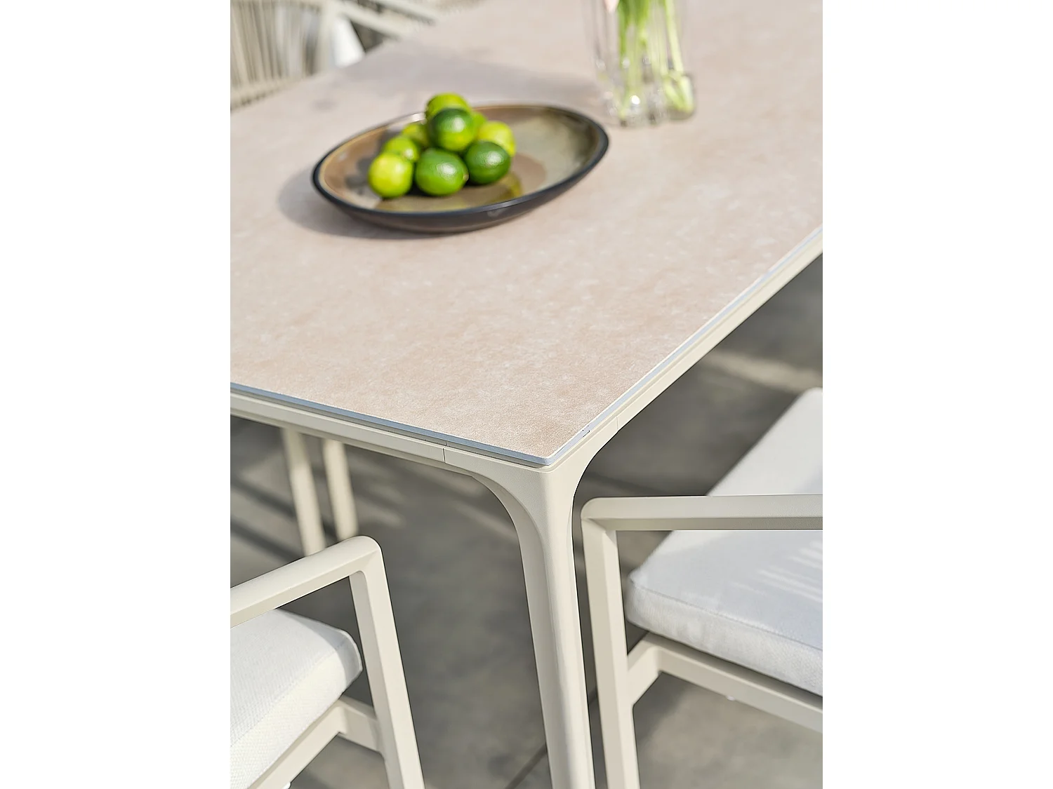 Ensemble repas jardin 6 places Céramique sur verre - Grège - TIGUA