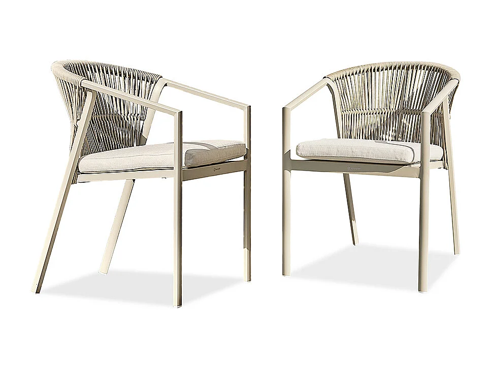 Lot de 2 fauteuils de jardin - Grège - GAMBI