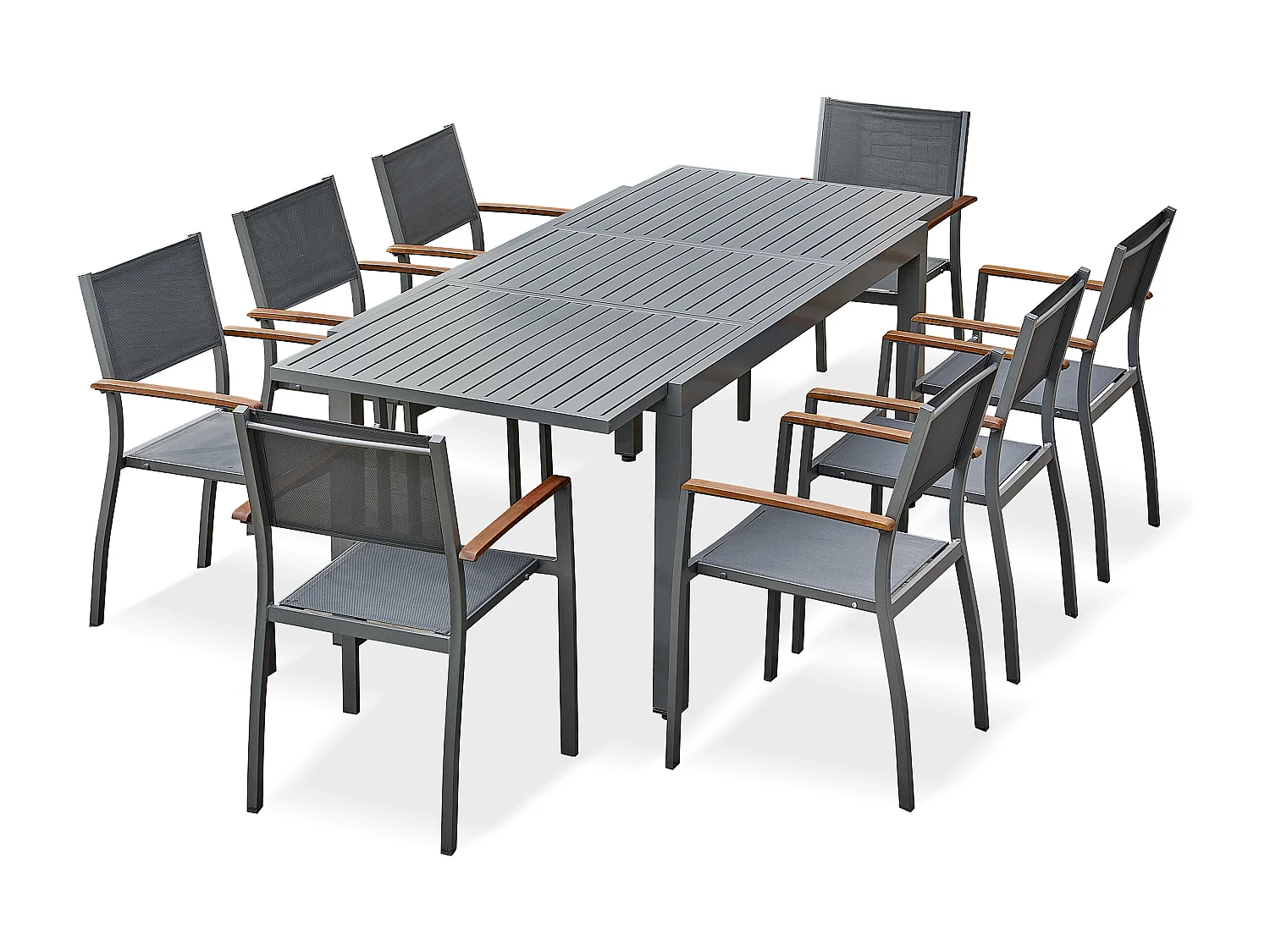 Ensemble repas de jardin 8 places - Gris anthracite - ORSINO