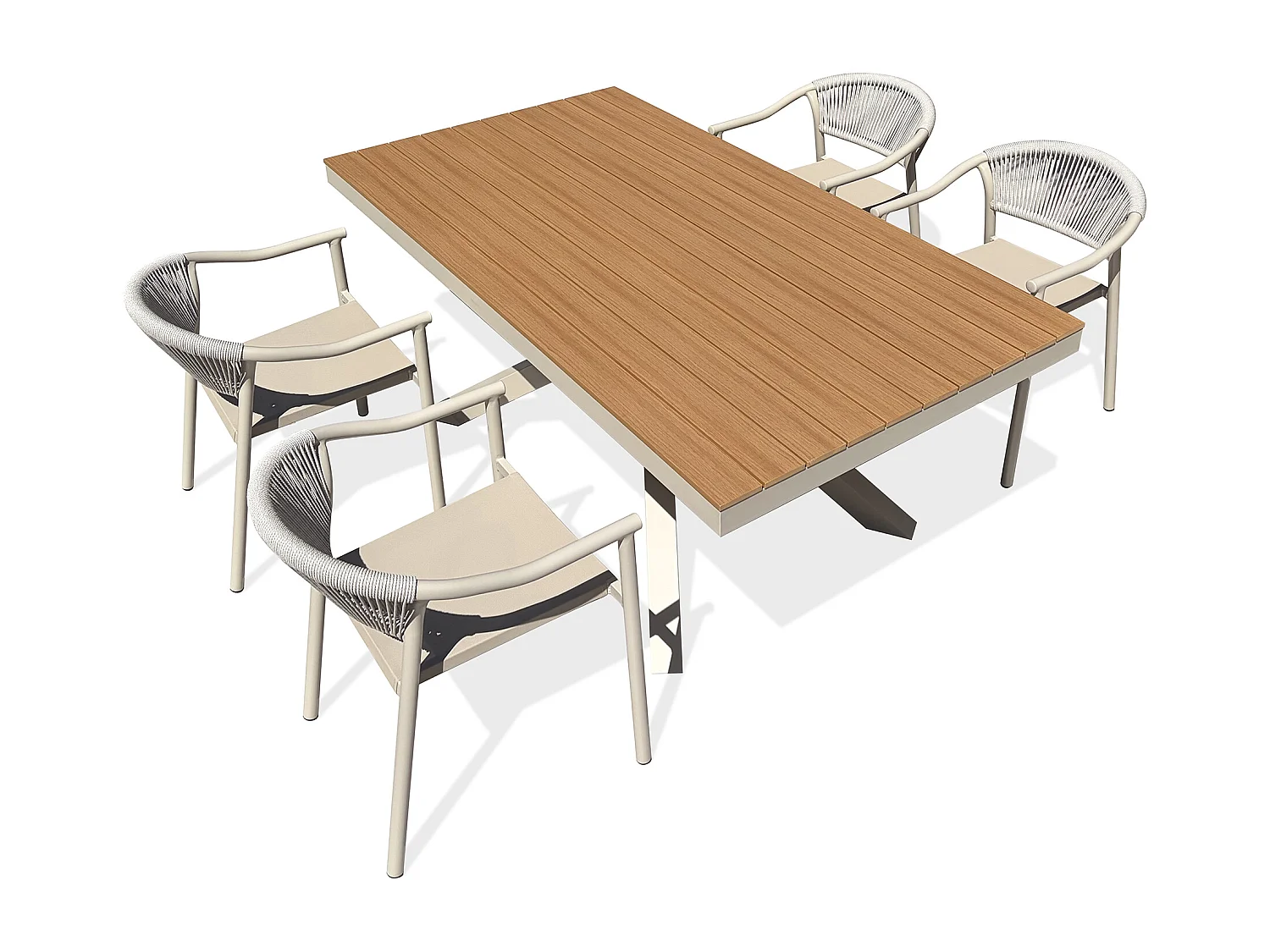 Set da pranzo da giardino in alluminio per 4 persone - Grigio