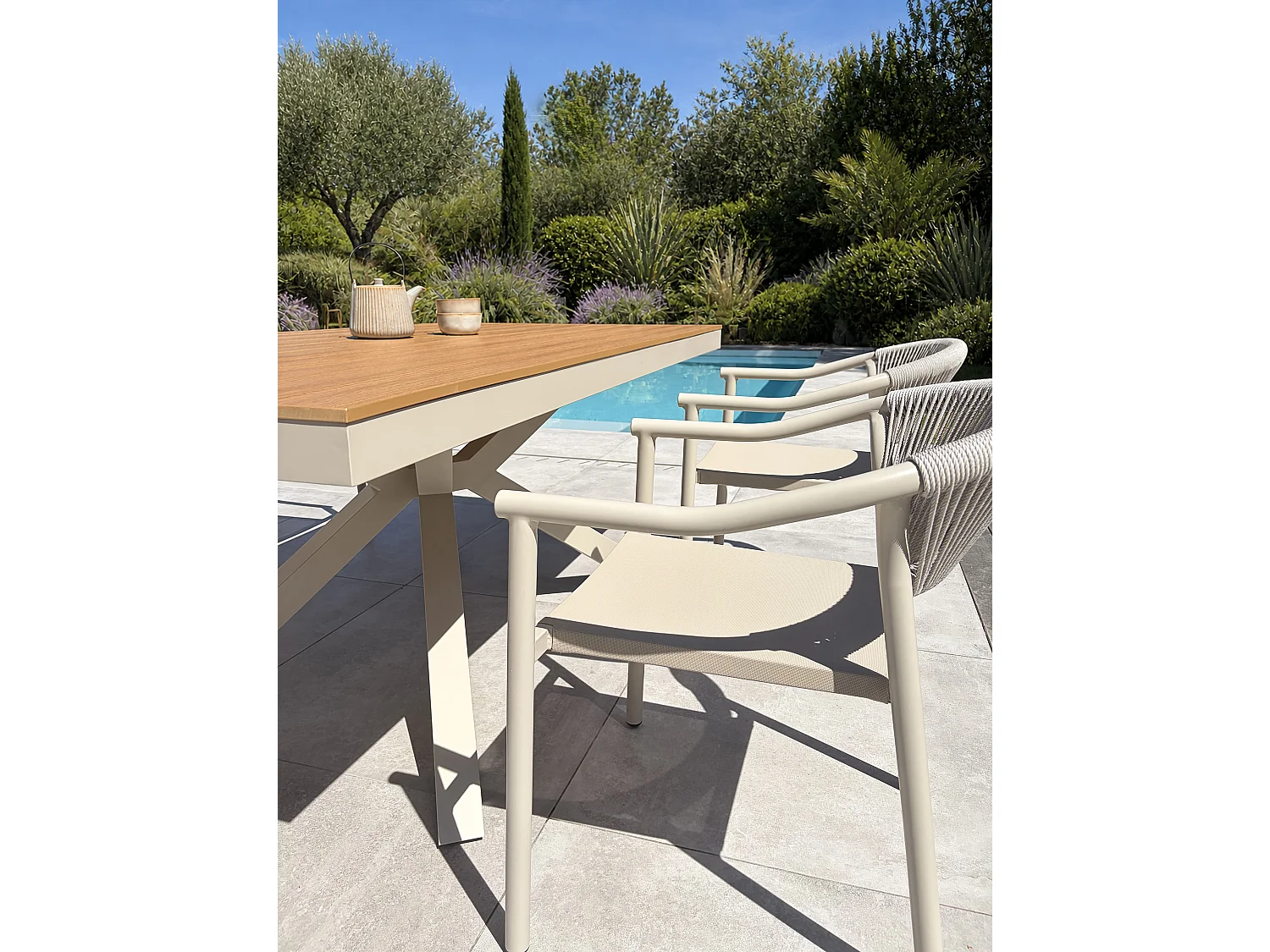 Set da pranzo da giardino in alluminio per 4 persone - Grigio