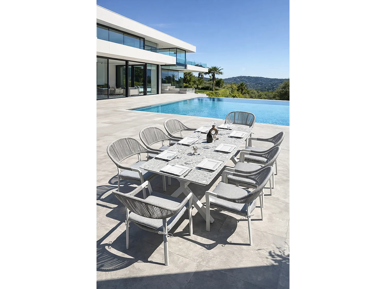 Ensemble repas de jardin 8 places - Blanc - ABELLA