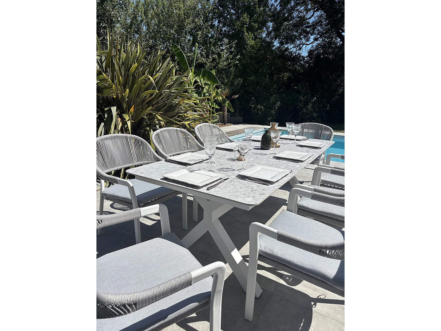 Ensemble repas de jardin 8 places - Blanc - ABELLA