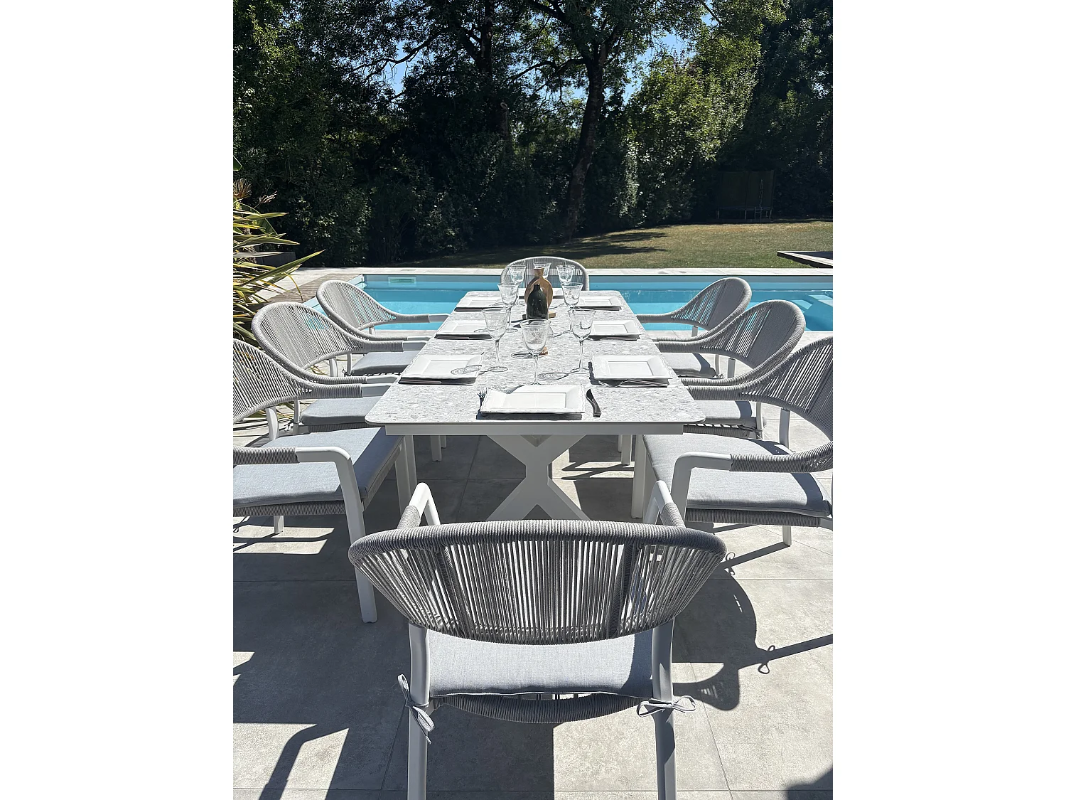 Ensemble repas de jardin 8 places - Blanc - ABELLA