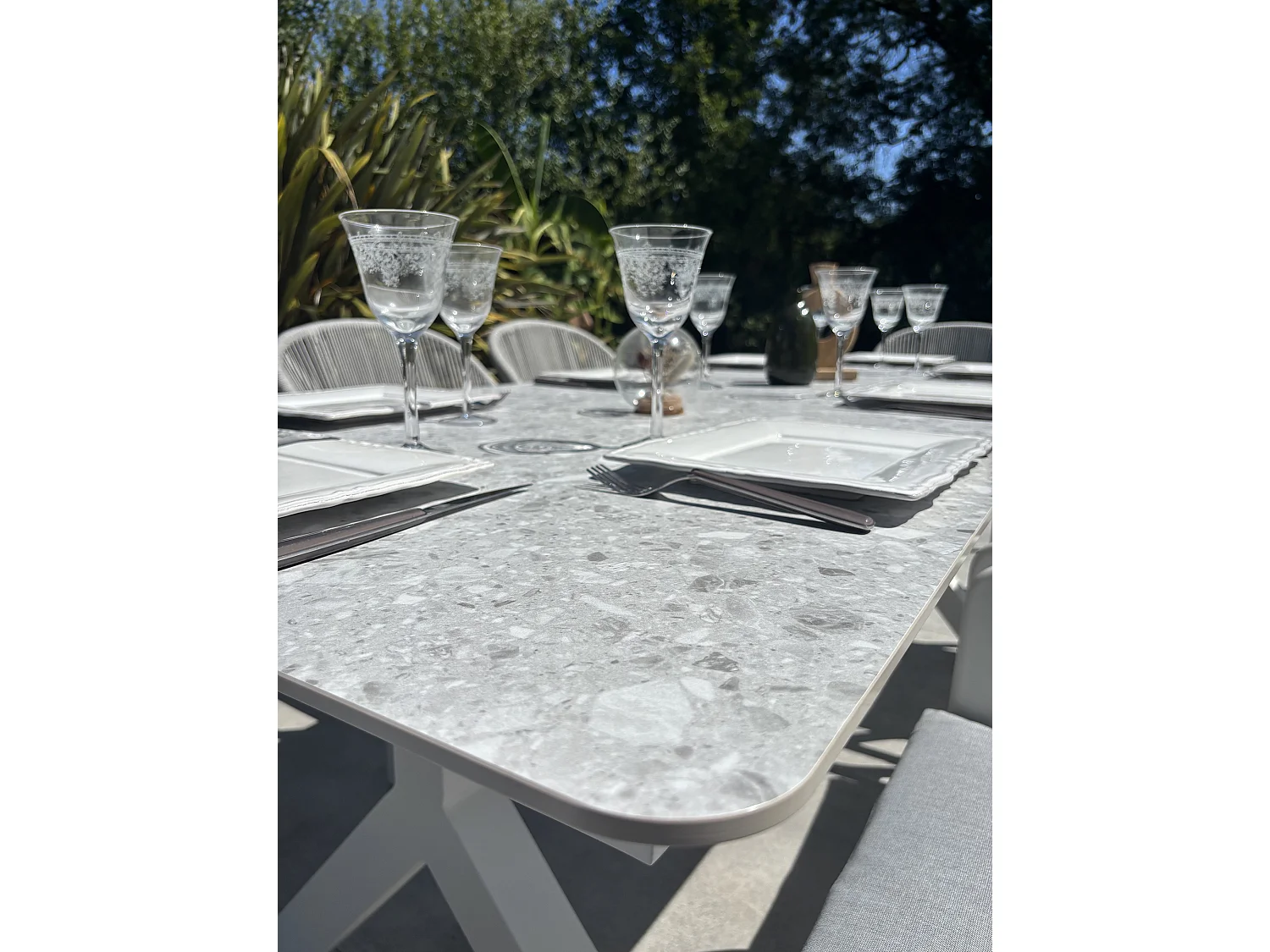 Ensemble repas de jardin 8 places - Blanc - ABELLA