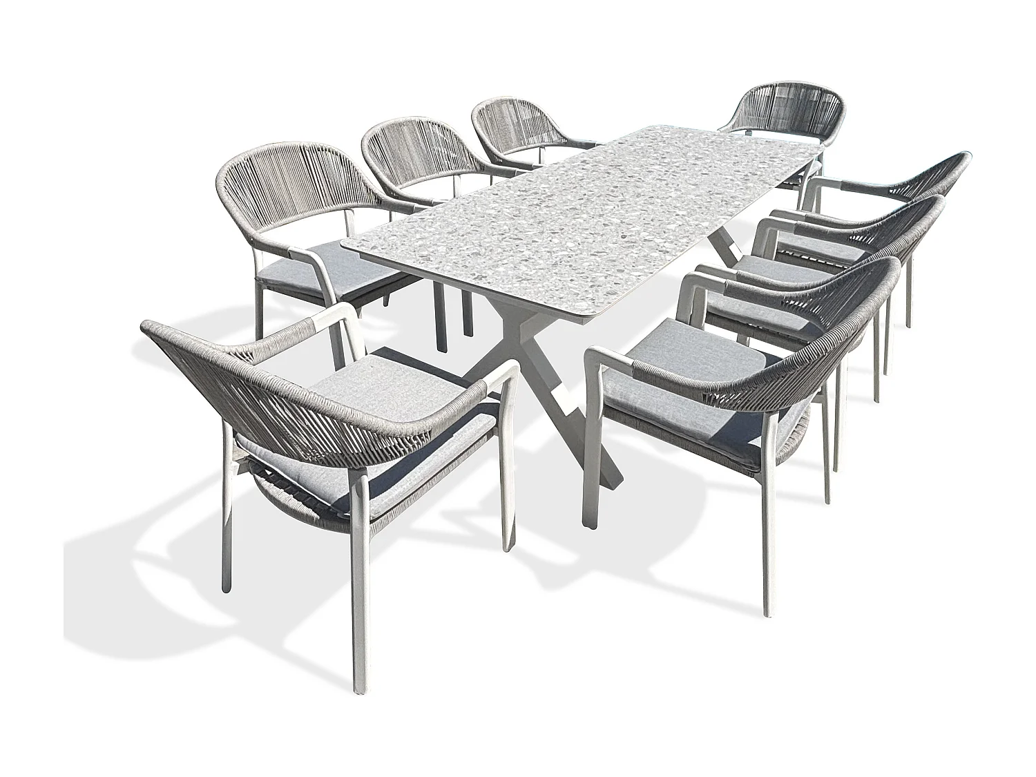 Ensemble repas de jardin 8 places - Blanc - ABELLA