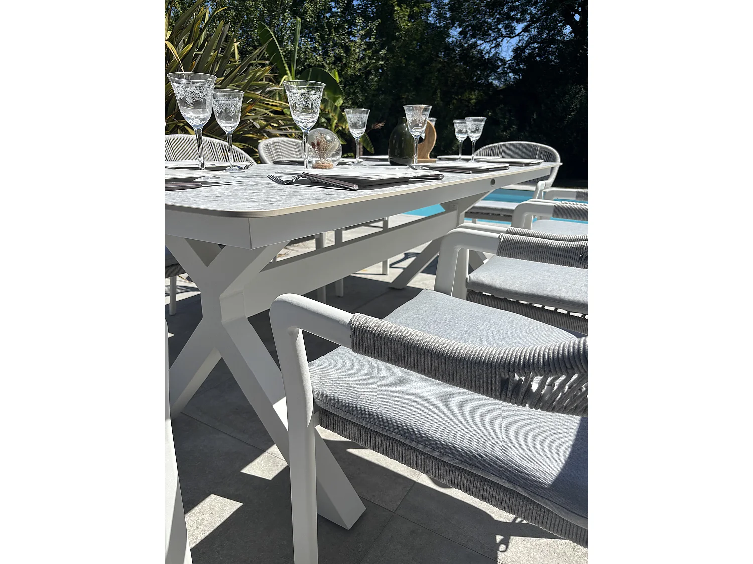 Ensemble repas de jardin 8 places - Blanc - ABELLA